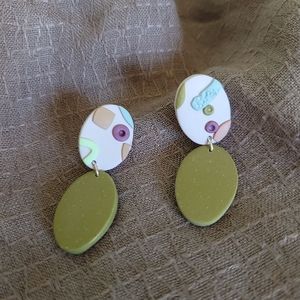 Handmade Polymer Earrings Pastel Retro Statement